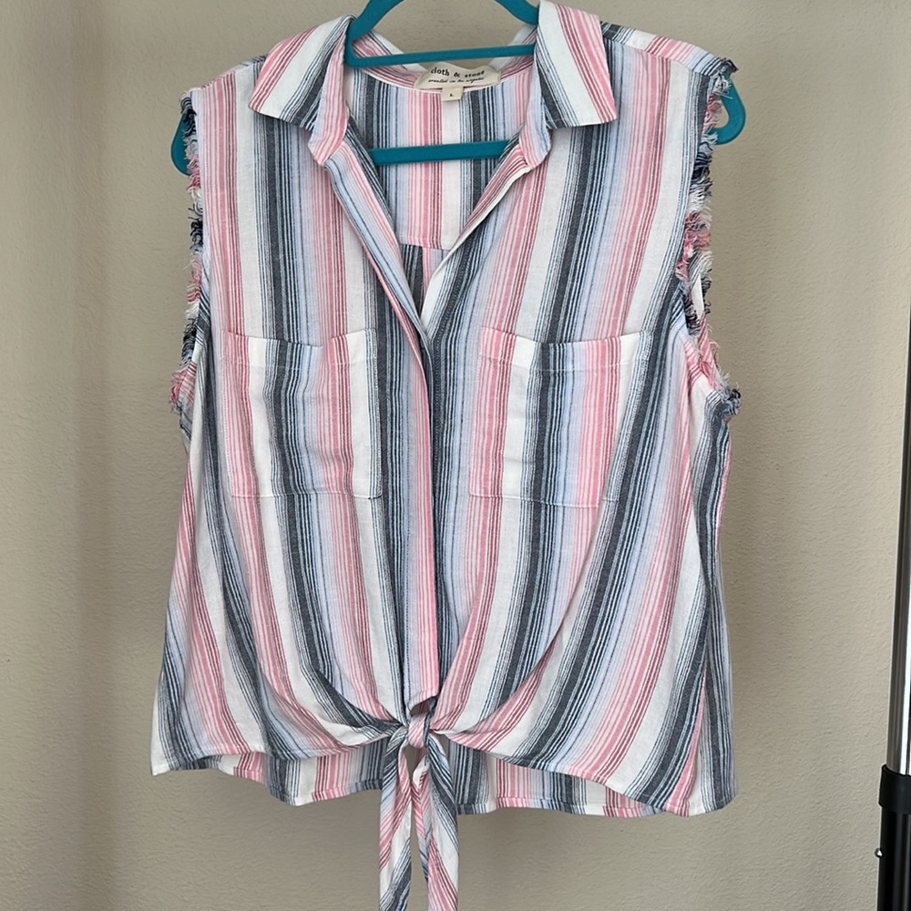 Cloth & Stone Tie Waist Striped Tank NWOT